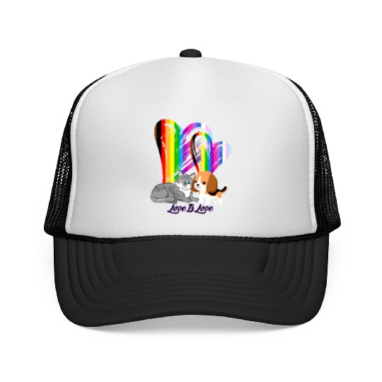 Love Is Love Cat & Dog - LGBTQ+ Pet Owner Trucker Caps