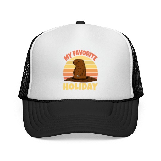 My Favourite Holiday Groundhog Trucker Caps