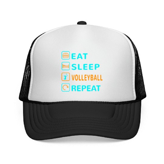 Eat. Sleep. Volleyball. Repeat Design Trucker Caps