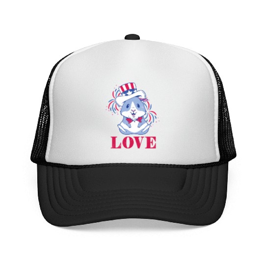 Love America American Pig Guinea USA 4th Of July Trucker Caps
