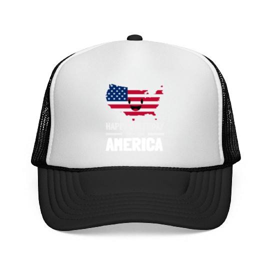 Happy Birthday America 4th of July American Flag Trucker Caps