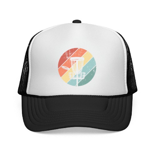 Vintage Disc Golf Retro Sunset Gift Trucker Caps