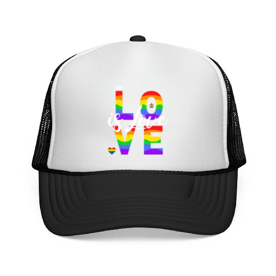 love is love LGBT rainbow Trucker Caps