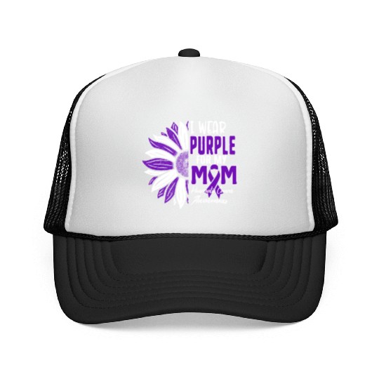 Pancreatic Cancer Trucker Caps, I Wear Purple For My Mom