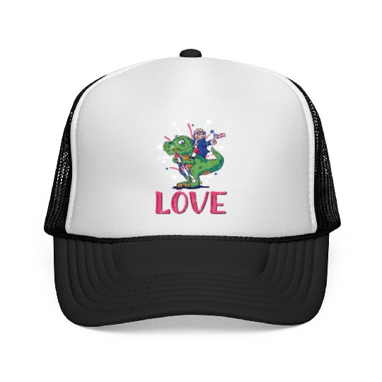 Love America Washington Dinosaur USA 4th Of July Trucker Caps
