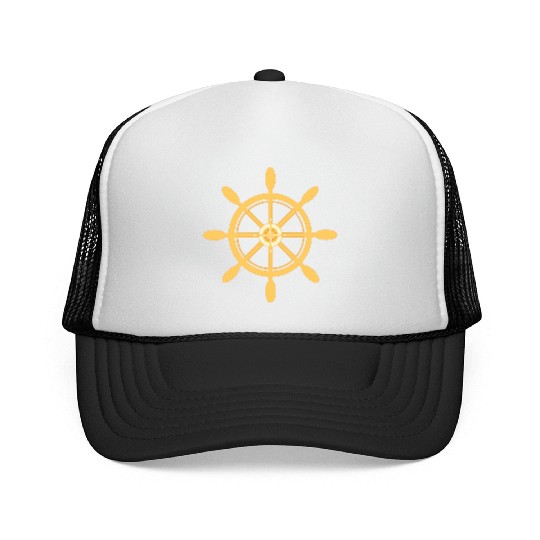 Ship's Wheel, nautical star & cardinal directions Trucker Caps