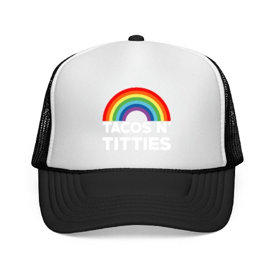 Tacos and Titties Funny LGBT Gay Pride Gifts LGBTQ Trucker Caps