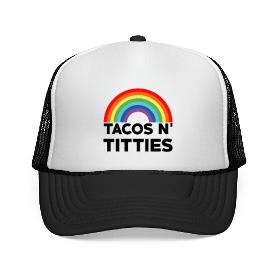 Tacos and Titties Funny LGBT Gay Pride Gifts LGBTQ Trucker Caps