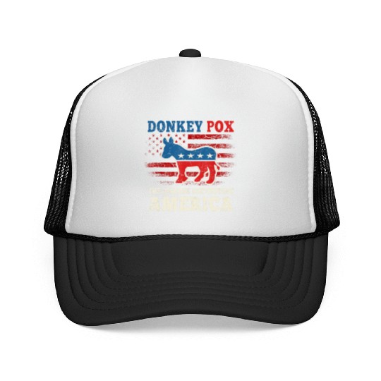 Donkey Pox The Disease Destroying America US Flag Trucker Caps