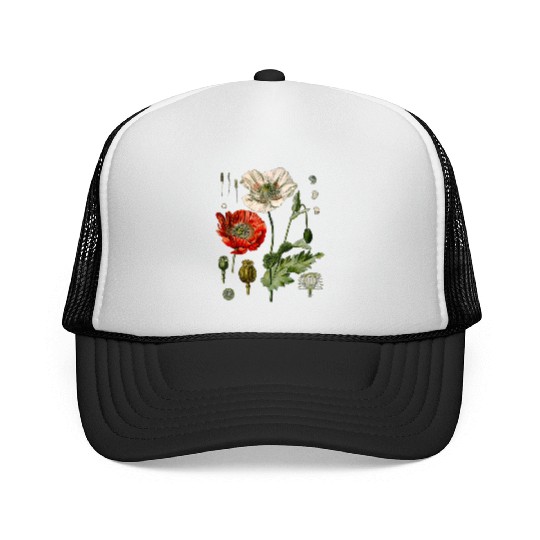 Red Poppy flower Botanical Poppies Red Poppy Trucker Caps