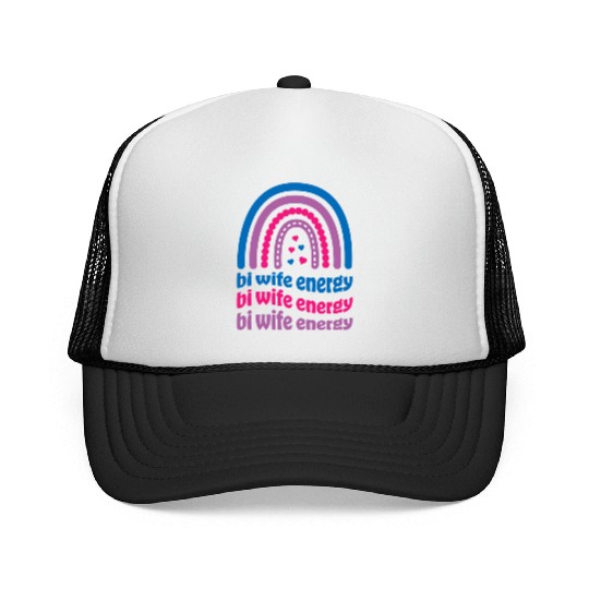 Bi Wife Energy Gay Pride Lesbian LGBT Cute Trucker Caps