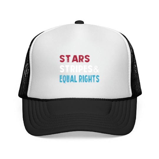 Stars Stripes and Equal Rights 4th of July Women's Trucker Caps