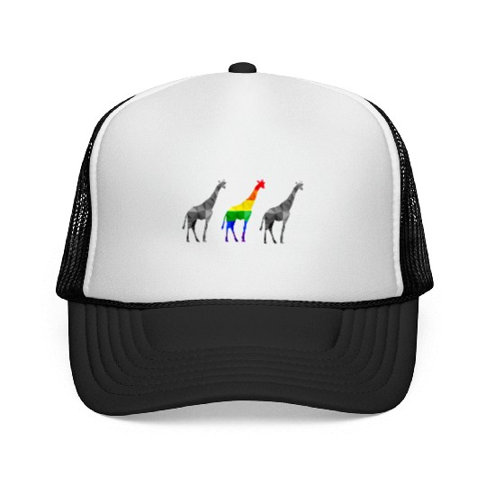 Giraffe LGBTQ Gay Pride Rainbow Flag Trucker Caps