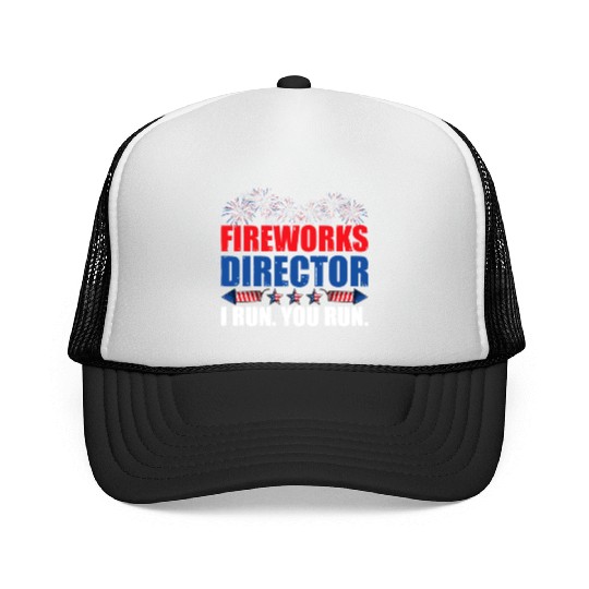 Fireworks Director I Run You Run America Flag Trucker Caps