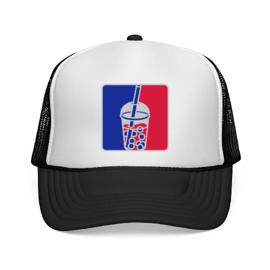 Red blue bubble tea Trucker Caps