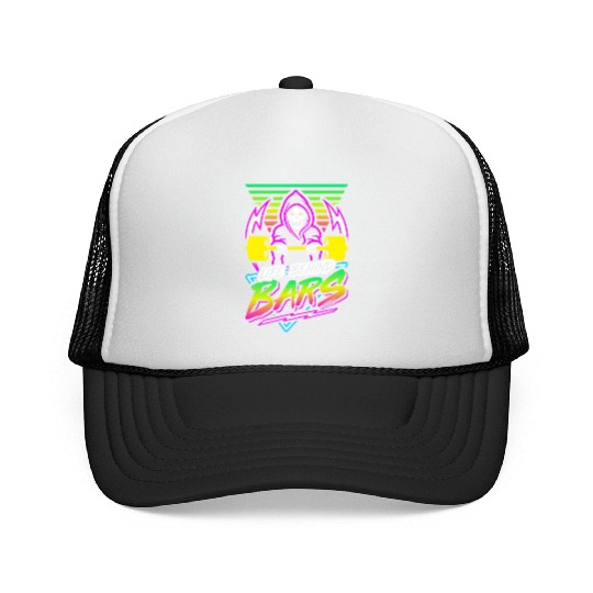 Life Behind Bars (Gym Reaper) Retro Neon Synthwave Trucker Caps