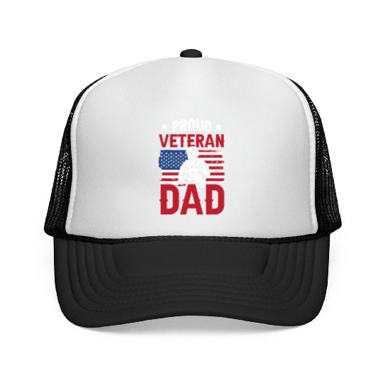 Proud Veteran Dad Father Father's Day Daddy Trucker Caps
