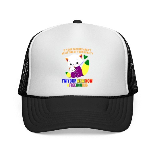 Free Mom Hugs Proud Mama Cat and Kitten Pride Trucker Caps