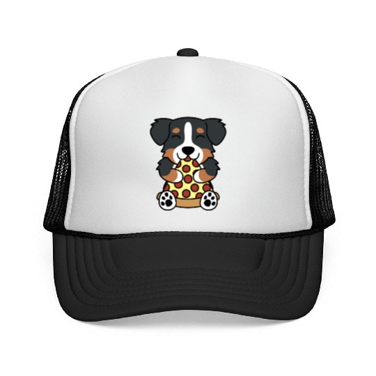 Bernese Mountain Dog Pizza Lover Trucker Caps