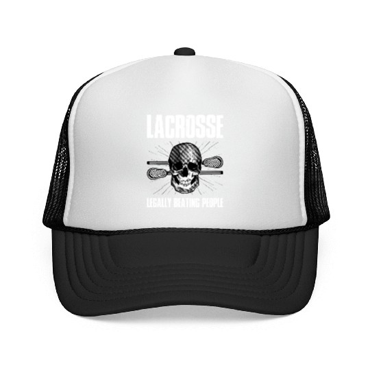 Legally Beating People Funny Lacrosse Gift Trucker Caps