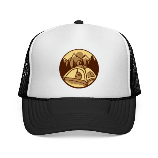 mountains forest camper outdoors Trucker Caps