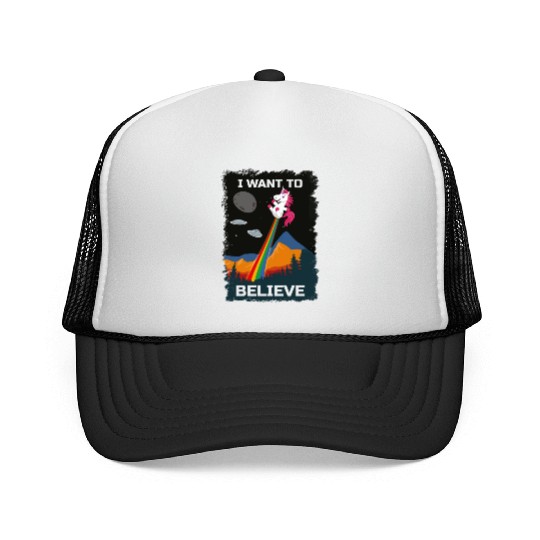 Unicorn "I Want To Believe" UAP Outfit Alien Ufo Trucker Caps