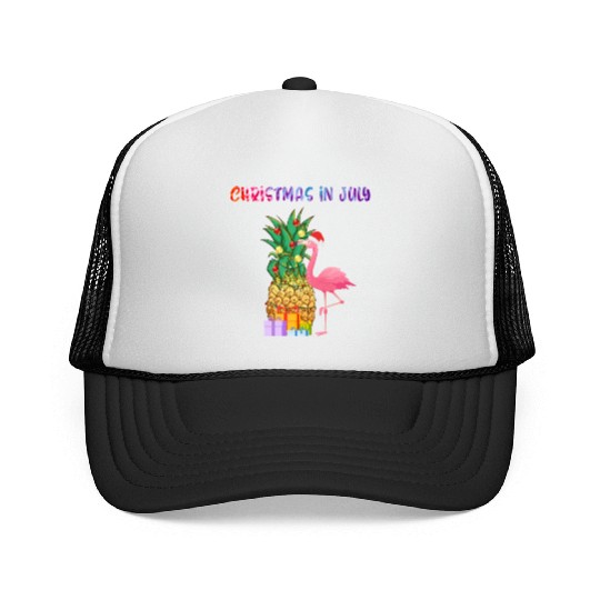 Christmas In July Pineapple Xmas Tree Lights Trucker Caps
