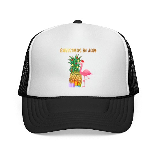 Christmas In July Pineapple Xmas Tree Lights Trucker Caps