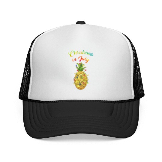 Christmas In July Pineapple Xmas Tree Lights Trucker Caps