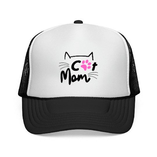 Best Cat Mom Ever with Paw for Mother Trucker Caps