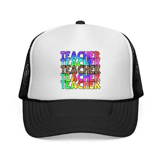 Teacher, colorful. Leopard Trucker Caps