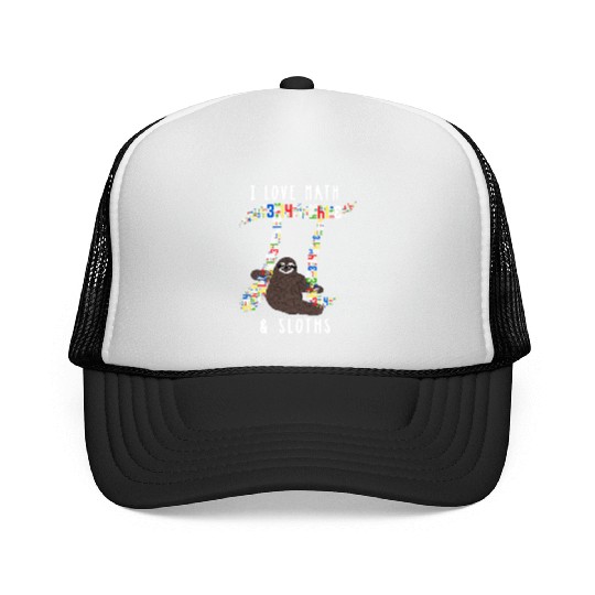 I Love Math and Sloths Funny Mathematics Pi Day Trucker Caps