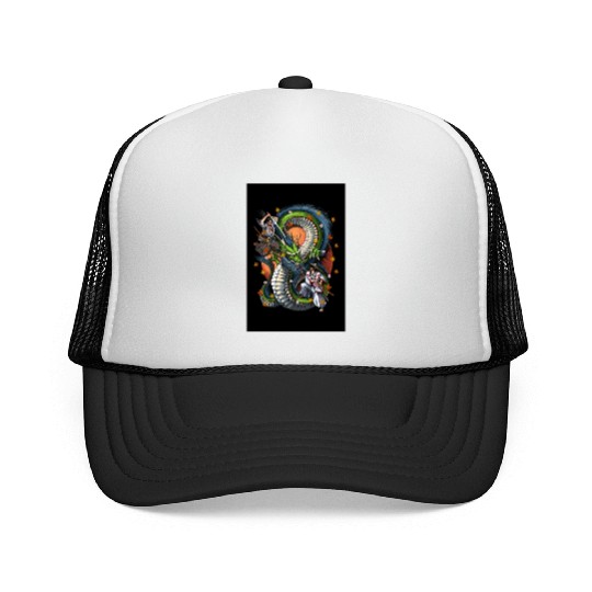 Japanese Dragon Samurai Warrior Battle Trucker Caps