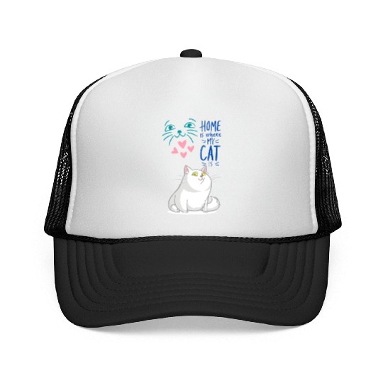 Cat Home Smart Animal Funny Meme Love Family Pet Trucker Caps
