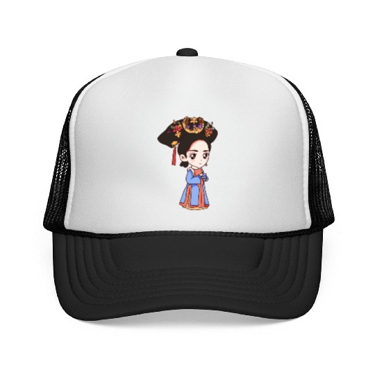 HAND PAINTED GIRL IMAGE Trucker Caps