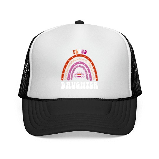 Lesbian Rainbow Proud Daughter Lesbian Trucker Caps