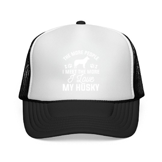 I Love My Husky Trucker Caps