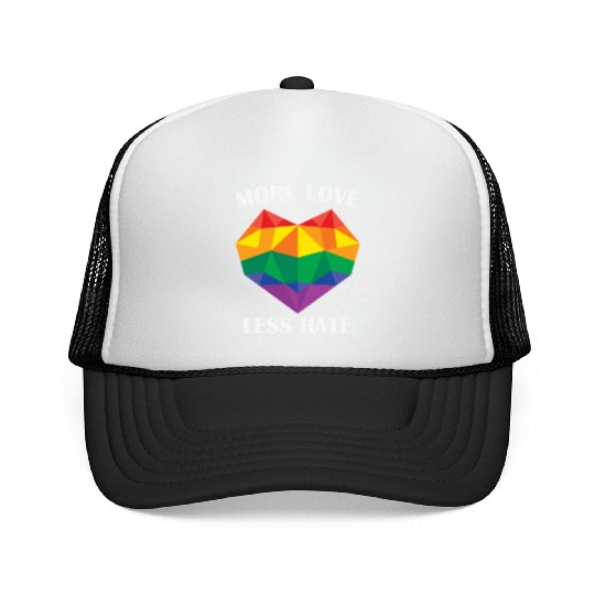 LBGT Flag Gay Pride Human more love less hate Trucker Caps