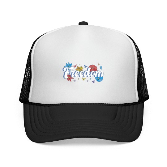 Freedom flowers butterflies liberty design Trucker Caps