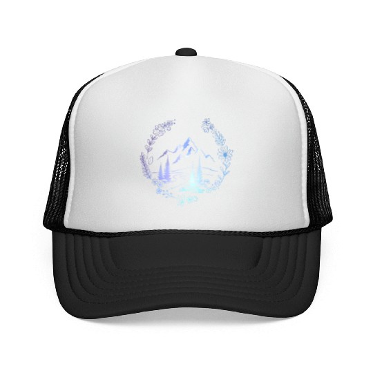 Flower Mountain Landscape Wilderness Mountaineer Trucker Caps