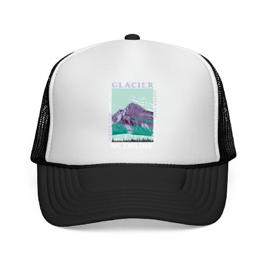 Glacier National Park Hidden Lake Distressed Trucker Caps