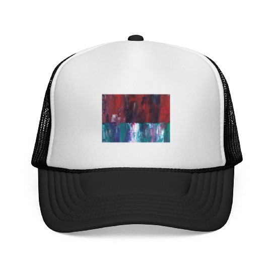 Abstract Red Green Minimalist Painting Trucker Caps