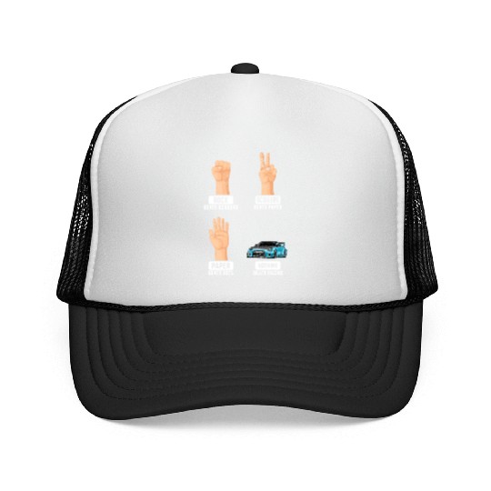 Rock Paper Scissors Nothing Beats Racing Funny Rac Trucker Caps