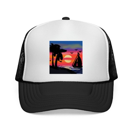 Beach Sunset Trucker Caps