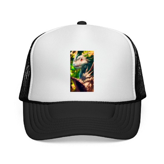 A fabulous mystical dragon in the jungle. A Trucker Caps