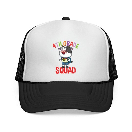 Cow Back To School 4th Grade Squad Trucker Caps