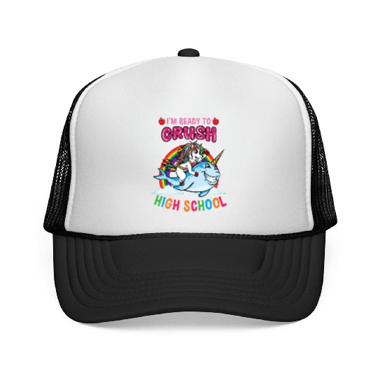 Im Ready To Crush High School Unicorn Girls Trucker Caps