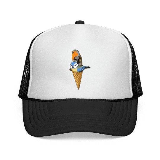 Funny Birds Ice Cream Robin, Blue Tit and House Trucker Caps