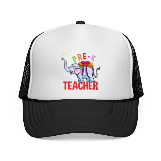 Back To School Elephant Pre-K Teacher Trucker Caps