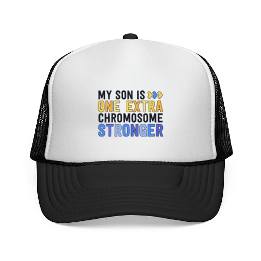 Family Down Syndrome Awareness My Son One Extra Trucker Caps